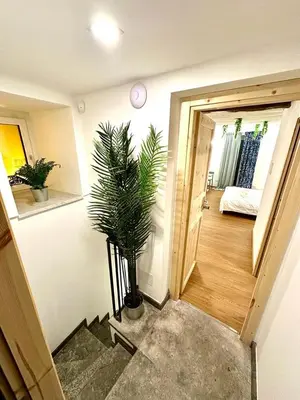 a hallway with a potted plant in a room at Cala Peppa Apartments in Palermo