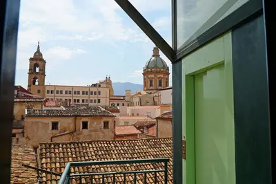 a view of a city from a window at 200 mt Quattro Canti- Appartamento Rovere in Palermo