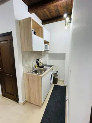 a small kitchen with a sink and a dishwasher at Biscottari's home in Palermo