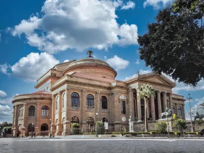 a large building with a statue in front of it at Holiday Home Maya's Home Palermo by Interhome in Palermo