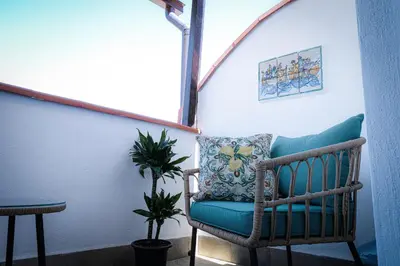 a room with a chair with a pillow and a plant at Vanda's Terrace in Palermo