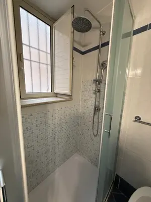 a bathroom with a shower and a toilet at Gigi's Apartment in Palermo