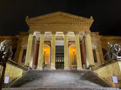 a large building with stairs in front of it at la fervoriana in Palermo
