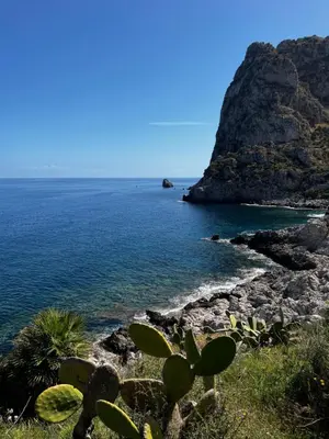 a view of the ocean and a rocky coast at La Terrazza di Nela in Bagheria