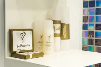 a shelf with a group of products on it at B&B Cannoli in Palermo