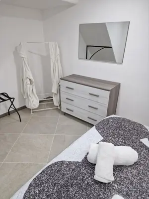 a bedroom with a bed with a dresser and a mirror at Rosselli house 5 in Palermo