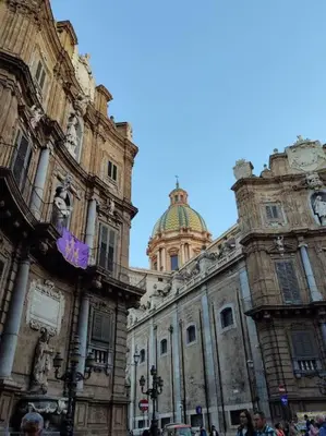 a large building with a dome on top of it at Mansarda di Gabriella al Politeama - City center in Palermo