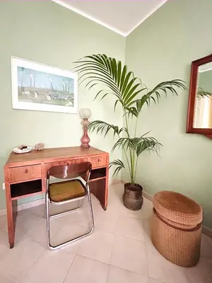 a desk and a potted plant in a room at Fajra house in Palermo