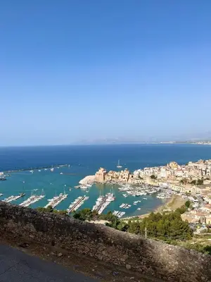 a view of a harbor with boats in the water at Michelle Holiday House in Castellammare del Golfo