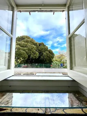 an open window with a view of a tree at Bella Kalsa in Palermo