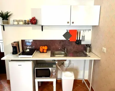 a small kitchen with a sink and a microwave at Casamori 1-centro storico Palermo in Palermo