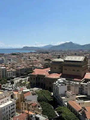 an aerial view of a city with buildings at Clar Suite -Grattacielo in Palermo