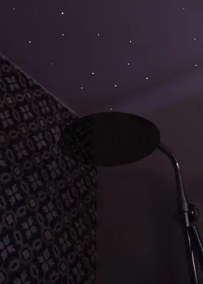 a microphone in a room with a ceiling at Papireto Rooms in Palermo