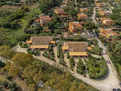 an aerial view of a house at Villa Disa by Sicily Travelling Villas in Castellammare del Golfo