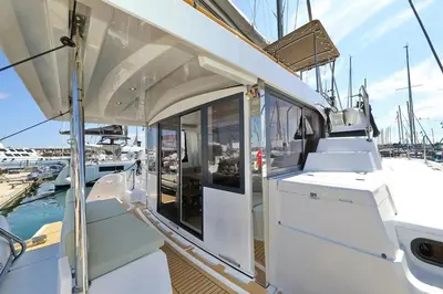 a view of the back of a boat at Sicily by Catamaran in Palermo