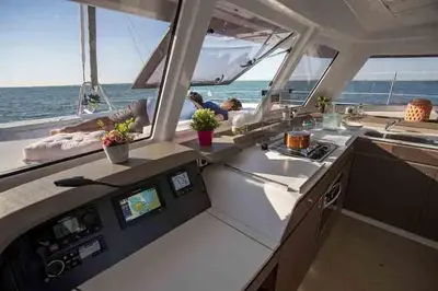 a kitchen on the back of a boat at Sicily by Catamaran in Palermo