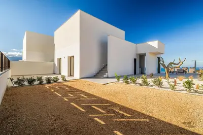 a rendering of a white house in the desert at Villa Brezza in Partinico