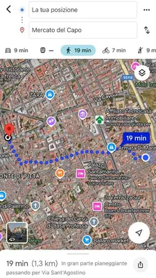 a screenshot of a map of a city at La Cala Holiday Flat in Palermo