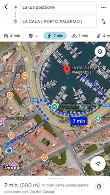 a screenshot of a map of a city at La Cala Holiday Flat in Palermo