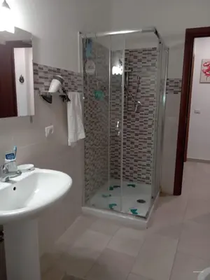 a bathroom with a shower and a sink at Dolce casa in Palermo