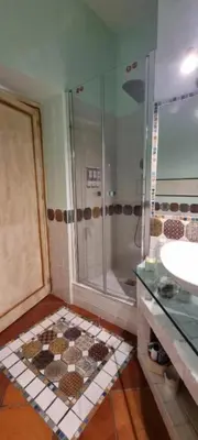a bathroom with a shower and a sink at Note di Palermo Loft in Palermo