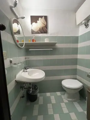 a bathroom with a sink and a toilet at Norman City House in Palermo