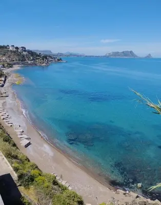 an aerial view of a beach with blue water at Casa Palù Sicilia in Altavilla Milicia