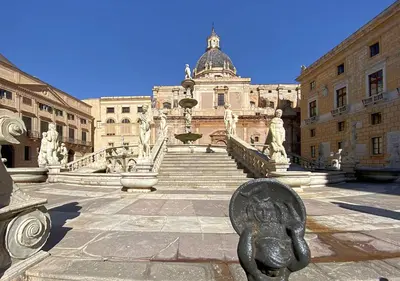 a statue of an elephant in front of a building at Solemar Sicilia - Design Apartment Palermo in Palermo