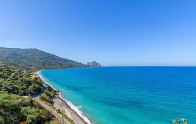 an aerial view of a beach and the ocean at Nice Apartment In Collesano Pa in Lascari