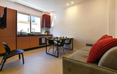 a living room with a couch and a table at Stunning Apartment In Trappeto in Trappeto