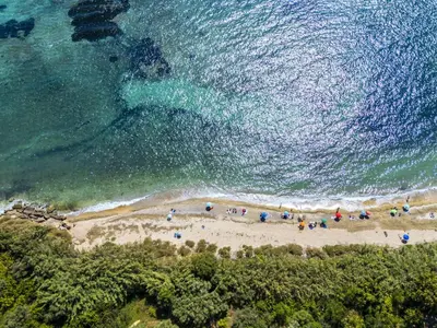 an aerial view of a beach with people on it at Apartment Cicladi Leros by Interhome in Santa Flavia