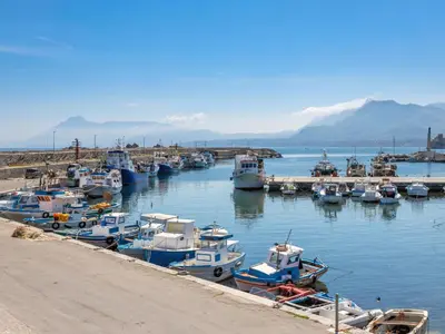 a bunch of boats are docked in a harbor at Apartment Cicladi Kea by Interhome in Santa Flavia
