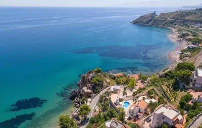 an aerial view of a beach and the ocean at Nice Home In Altavilla Milicia in Altavilla Milicia