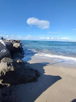 a beach with rocks and the ocean on a sunny day at Casa Kialy in Terrasini