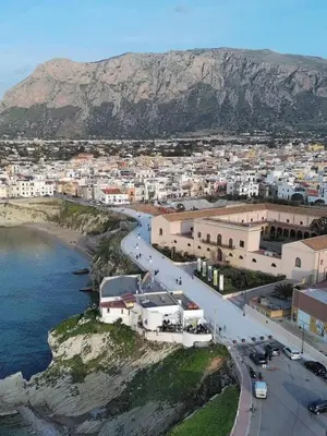 an aerial view of a town next to the ocean at Casa Kialy in Terrasini