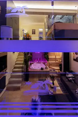 a view of a room with a pool in a building at A' Casuzza Suite Room in Porticello