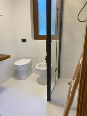a bathroom with a shower and a sink at Torre delle mandre in Altavilla Milicia