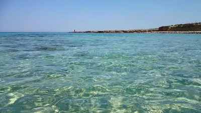 a large body of water with a beach in the background at Da Turiddu in Cinisi