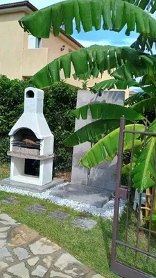 a outdoor oven with a bunch of green leaves at I Giardini del mare casa vacanza in Buonfornello