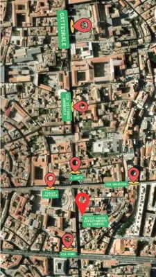 a map of a city with a bunch of signs at Michi House Appartamento in centro a Palermo in Palermo