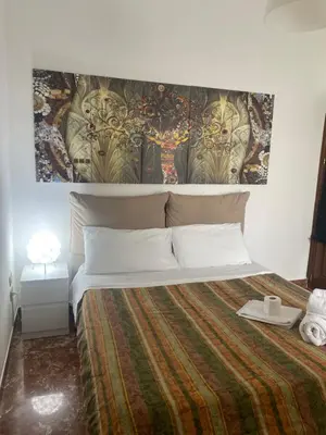 a door with a window and a shower curtain at panorama home central in Palermo