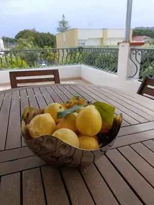 a bowl of fruit sitting on a wooden table at Appartamento Casa Florio Mondello in Palermo