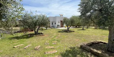 a garden with trees and rocks in front of a building at Rui2 Exclusive Accomodation in Terrasini