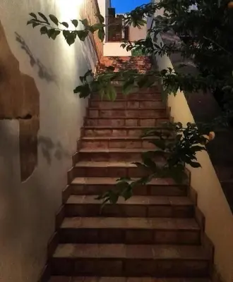 a set of stairs with green plants on them at Villetta Casaurro in Bagheria