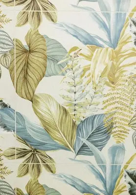 a wallpaper with tropical leaves and flowers at B&B Terre del cretto in Nuova Gibellina