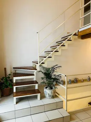 a staircase with a potted plant in a room at Mia Domus in Palermo