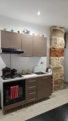 a kitchen with a stove and a sink at La Corte Di San Basilio palermo in Palermo