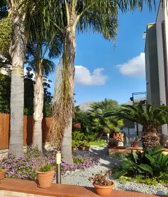 a garden with palm trees and flowers at Oasi Mondello in Mondello