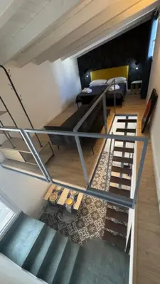 an overhead view of a room with a bunk bed at Casarkeb in Terrasini