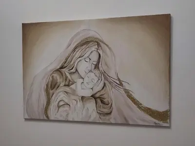 a drawing of a woman holding a baby at Corso Butera 489 in Bagheria
